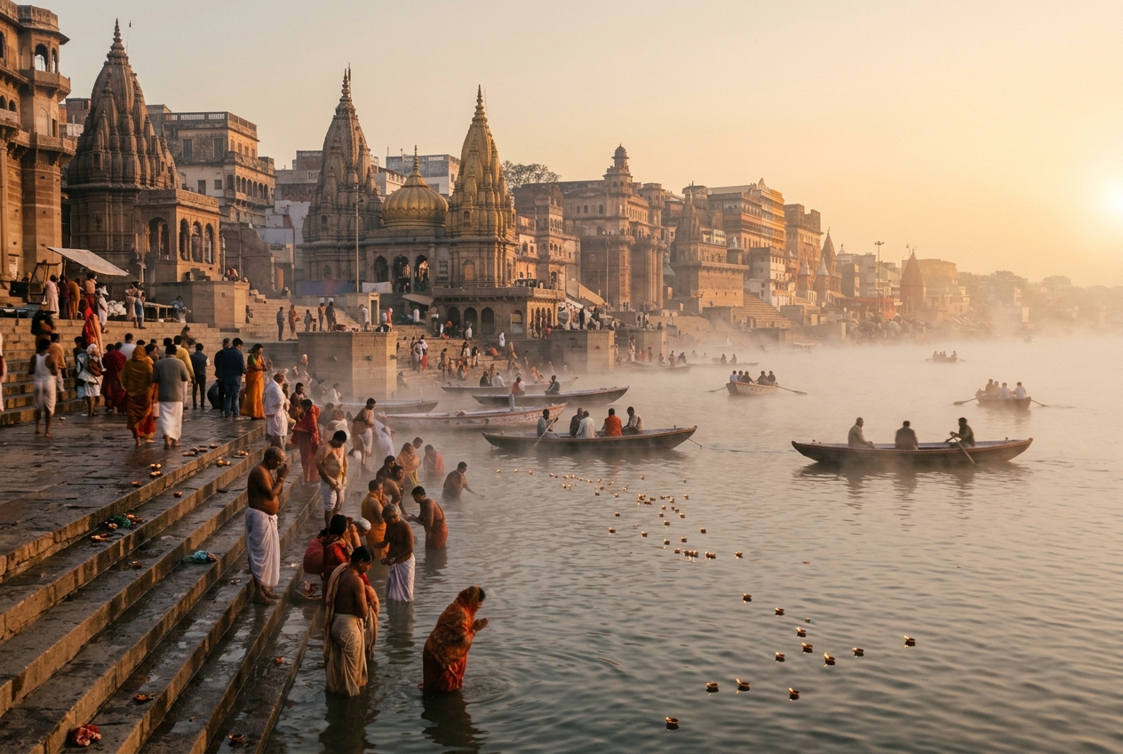Varanasi ghats at dawn